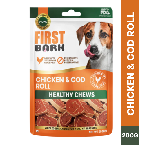 FIRST BARK  Chicken & Cod  Roll Jerky