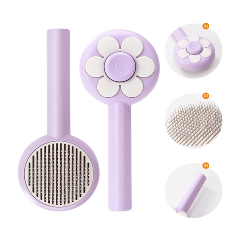 Slicker Brush Flower Self Cleaning