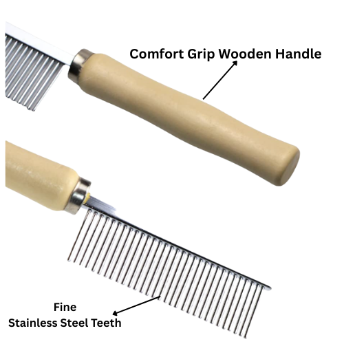 Wooden Steel Comb 1 Side
