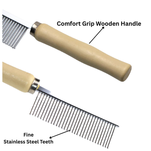 Wooden Steel Comb 1 Side